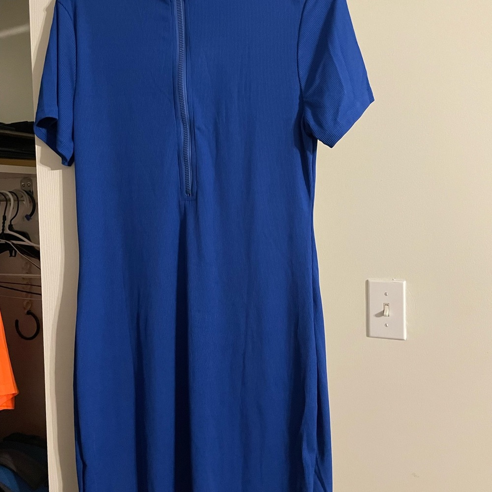 Blue ribbed dress